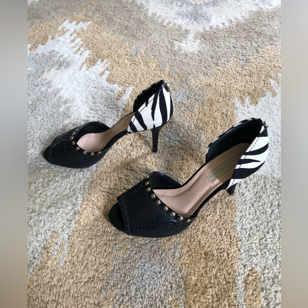 Jorge Bischoff Black And White Zebra Print Heels Sz 37 (6.5/7)  EUC!